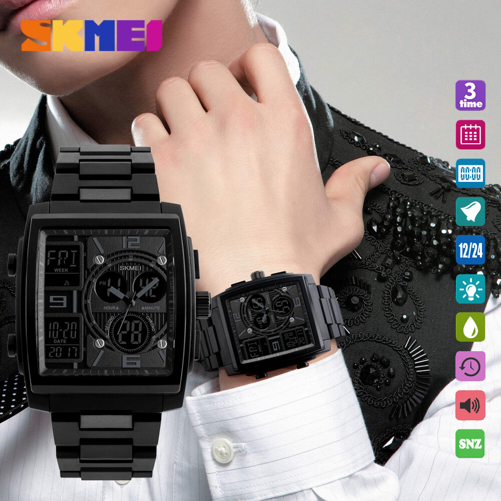 Đồng Hồ Đeo Tay SKMEI 1274 Cho Nam, Đồng Hồ Thông Dụng 3 Lần Thời Trang Công Sở Đồng Hồ Đeo Tay Báo Thức 5 Nhóm Đếm Ngược Báo Lại 50M Không Thấm Nước
