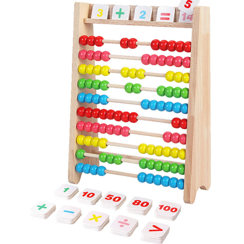 Bằng gỗ cho trẻ em bàn tính giáo dục đồ chơi toán học cầu vồng đếm số hạt
