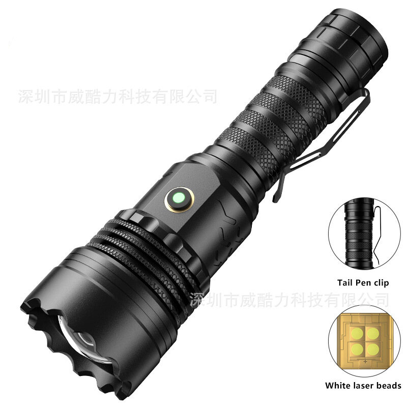 White Laser Super Bright Strong Light Flashlight Charging Outdoor Long Range Full Moon Multifunctional Xenon Hand Lamp Laser Small Steel Cannon guash7