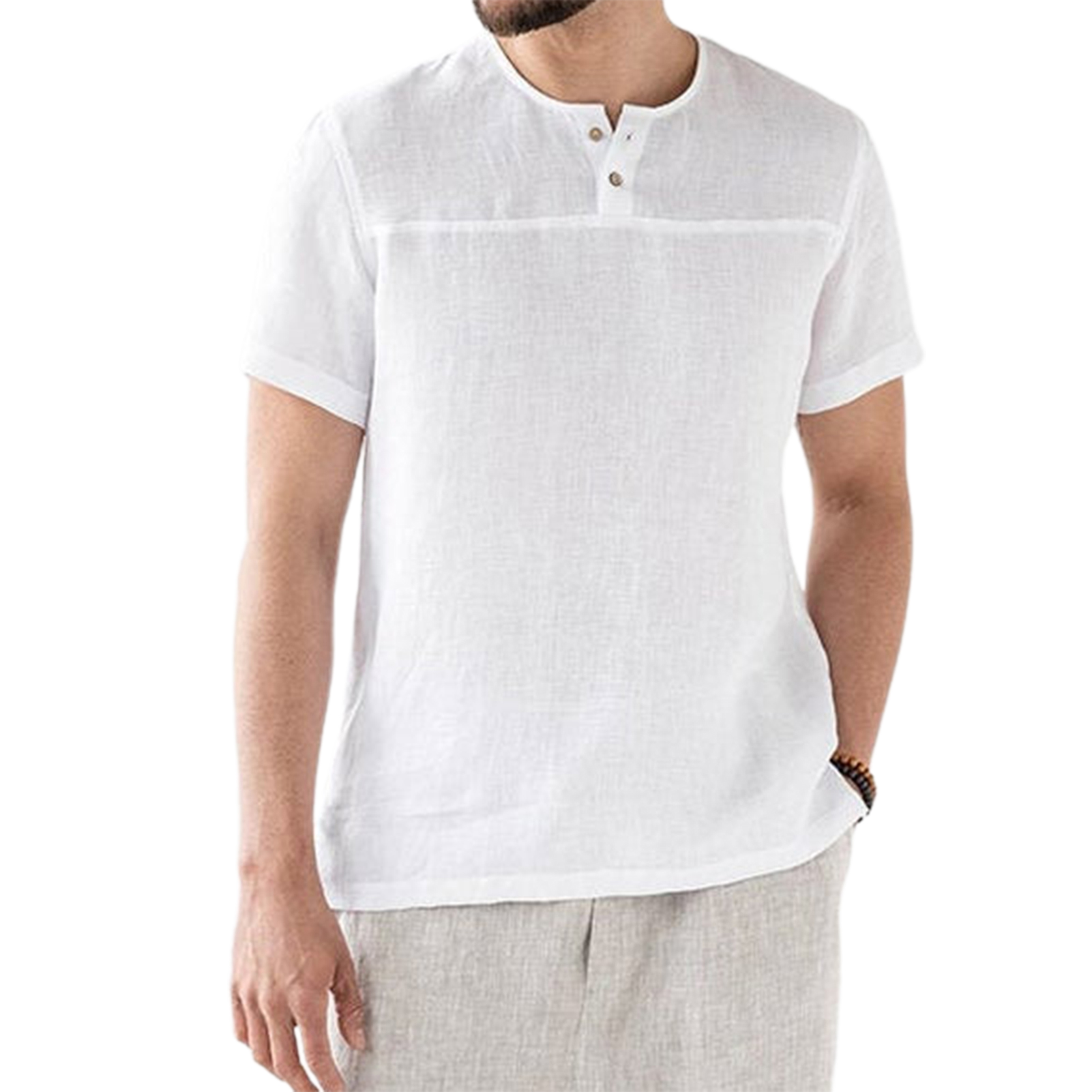 Round Neck Buttons Casual Top T-shirt 