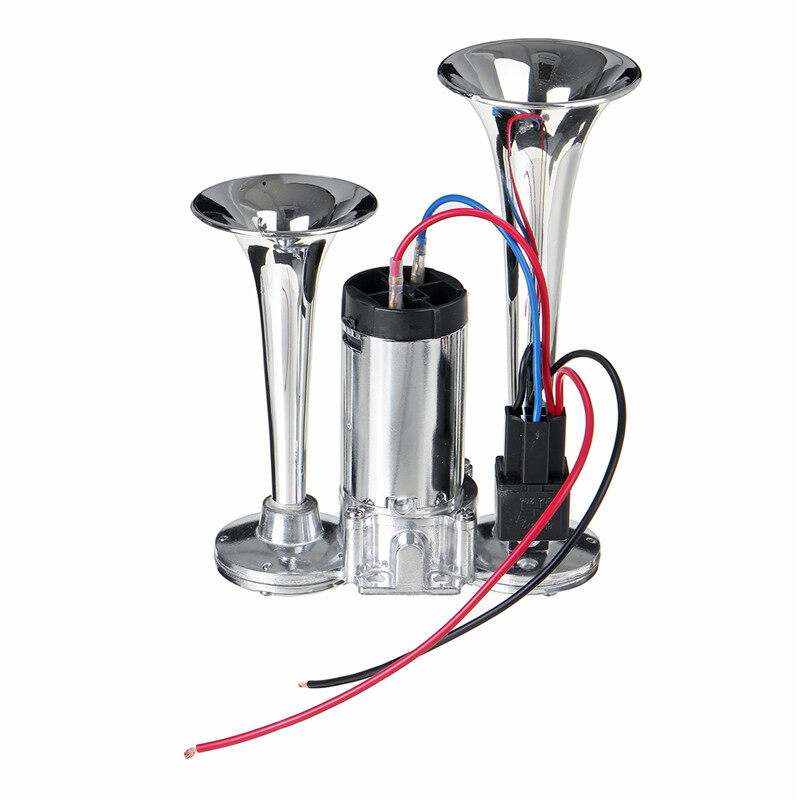 Còi điện sương mù mạ crôm 600db 12v, bộ loa còi báo động kèn trumpet kép dành cho xe hơi xe tải thuyền