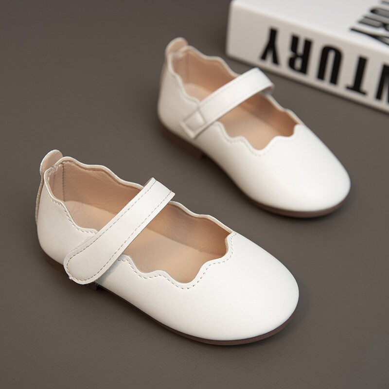 【hot】 Girls Shoes Wave Mary Jane Shoes for Baby Girl Kids Flats Children Single Shoes Basic Ballet Flats Black White Spring Autumn
