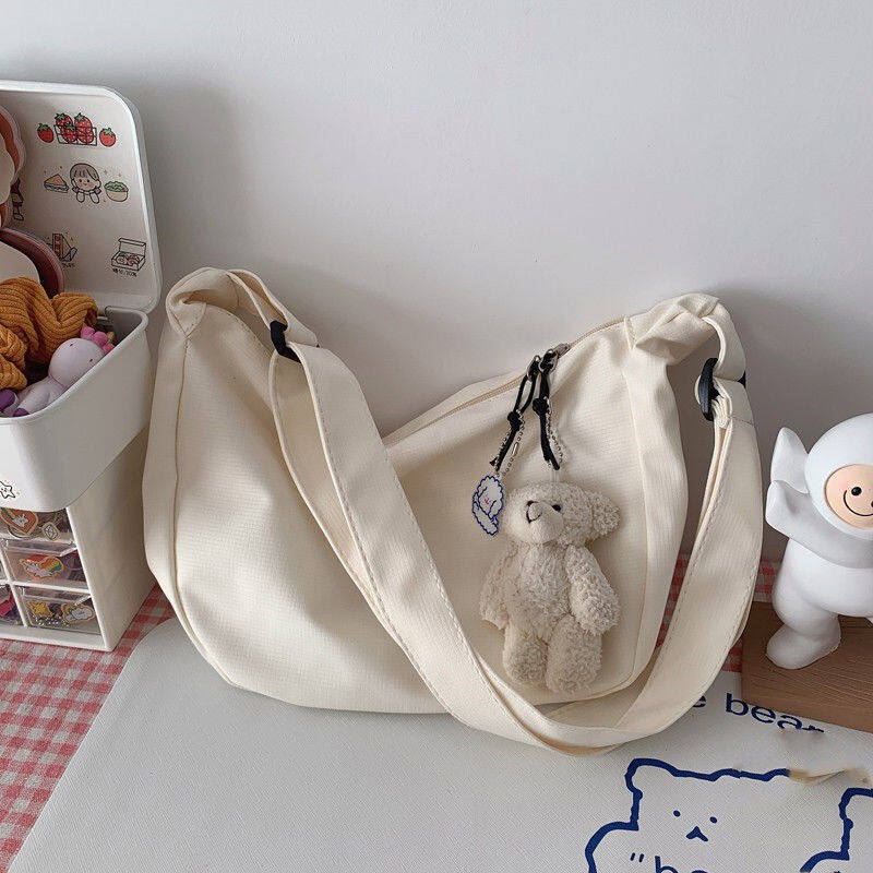 QFDI New bag women's bag Korean style student bag casual single shoulder bag Crossbody bag solid color dumpling bag