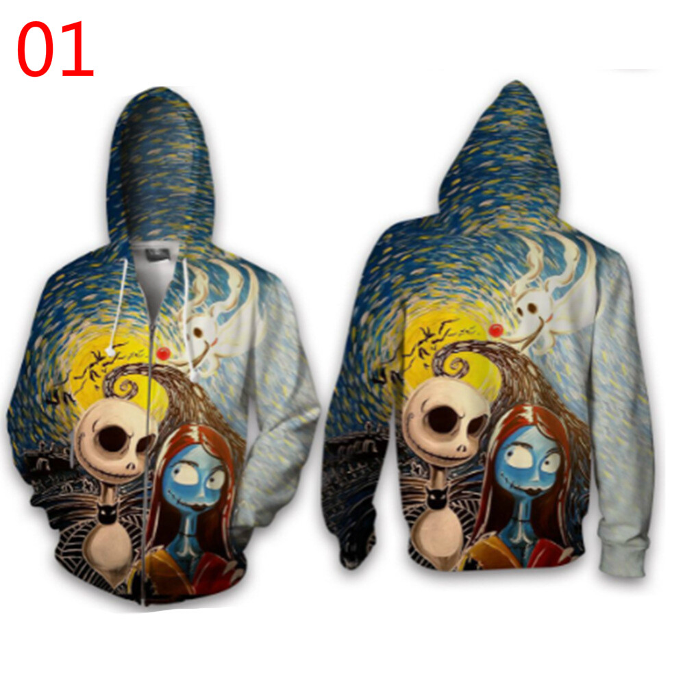 Áo khoác có mũ trùm đầu the nightmare before zipper, 3d in áo thời trang áo khoác, unisex áo len quần áo thể thao