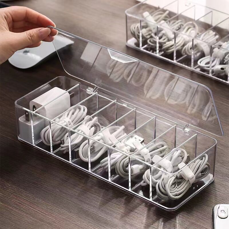 Wow living hộp đựng đồ chống bụi hộp phân loại hub, cáp dữ liệu để bàn cáp sạc điện thoại di động khóa dây nguồn