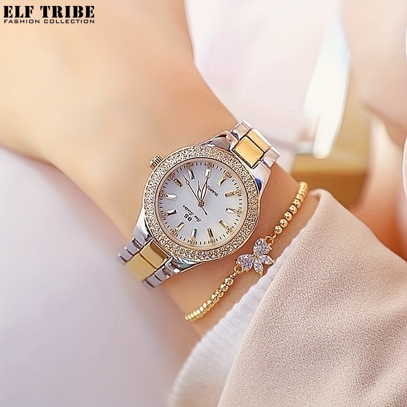 ELF TRIBE Elegant Rhinestone Quartz Watch for Women - Perfect for Parties, Mother's Day, and Valentine's Day Gifts ราคา 249 บาท*ส่งฟรี