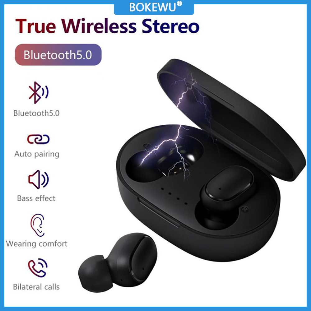 BOKEWU Tai Nghe TWS Bluetooth Tai Nghe Âm Trầm Không Dây Tai Nghe Nhét Tai Âm Thanh Nổi Thể Thao Có Micro