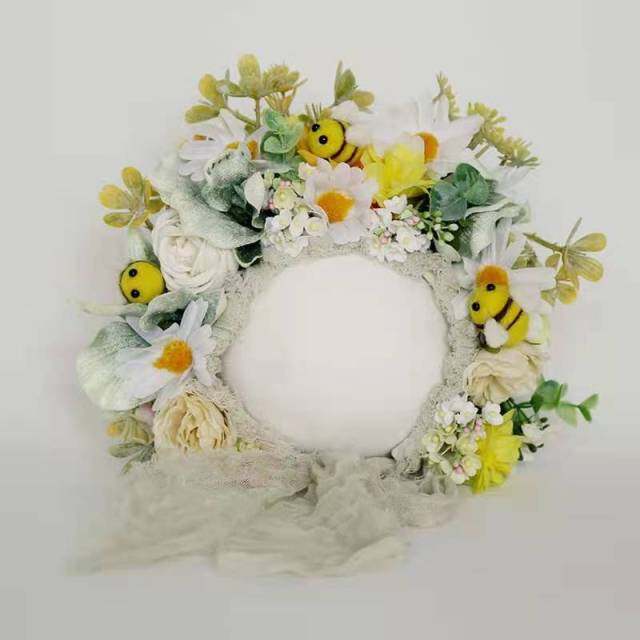Mũ Hoa Cổ Điển Đạo Cụ Chụp Ảnh Cho Trẻ Sơ Sinh Mũ Bé Gái Mũ Hoa Làm Thủ Công Chụp Ảnh