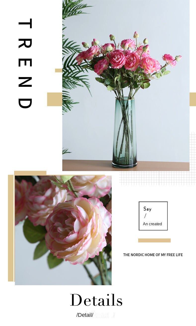 Peony artificial/fake flower dried flowers bouquet high-grade anti-real rose indoor living room decorations furnishings table flower