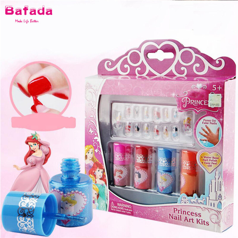 Bafada cho disney sơn móng tay cho trẻ em không độc hại trẻ em bộ đồ chơi móng tay đồ chơi trẻ em bộ dụng cụ mỹ thuật móng tay công chúa miếng dán móng tay đồ chơi có đầu móng cho bé gái