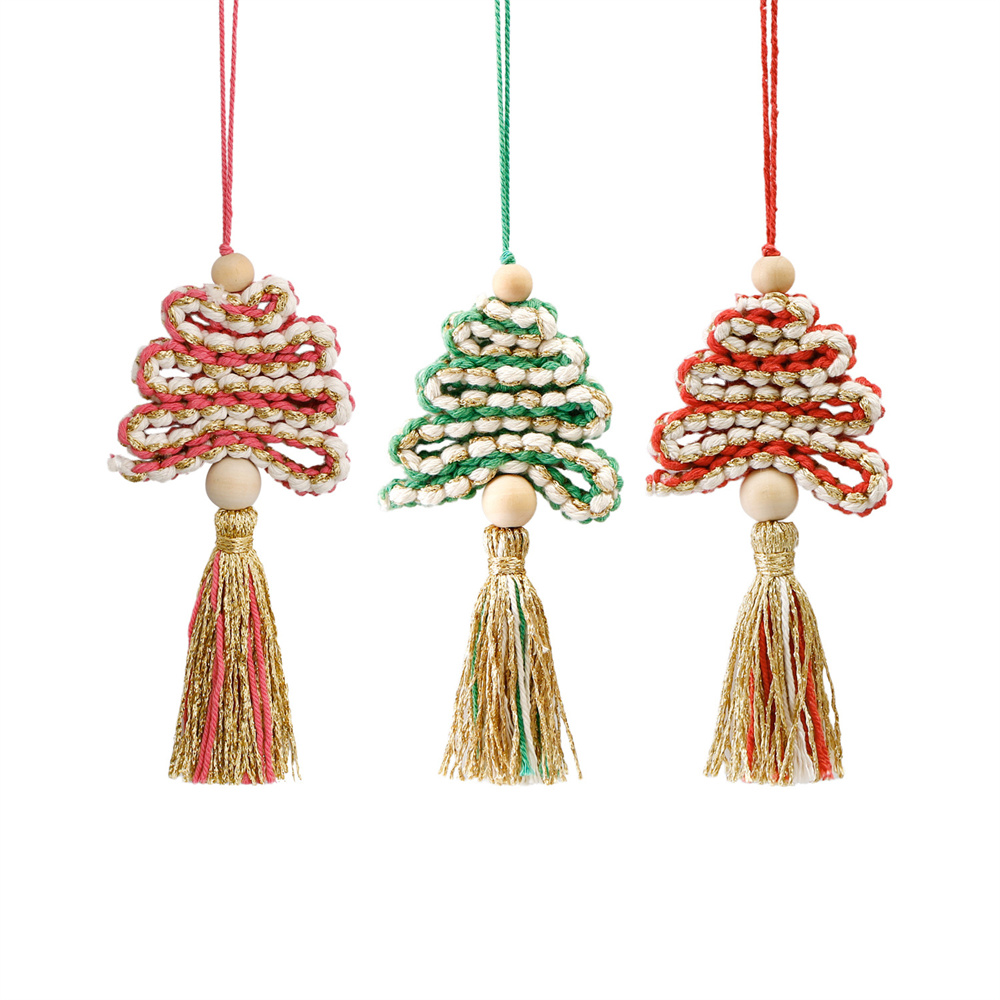 Rustic Christmas Tree Ornaments Festive Home Decoration Cotton Rope Christmas Tree Tassel Home Decoration Pendant Christmas Wall Hanging Decoration