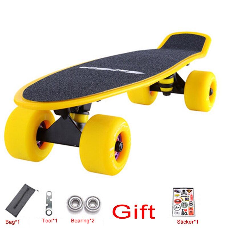 ใหม่22นิ้วสเก็ตบอร์ด Mini Cruiser สเก็ตบอร์ดพลาสติก Longboard กล้วย Fishboard Street กีฬากลางแจ้งสำหรับเด็กผู้หญิงเด็กผู้ชาย