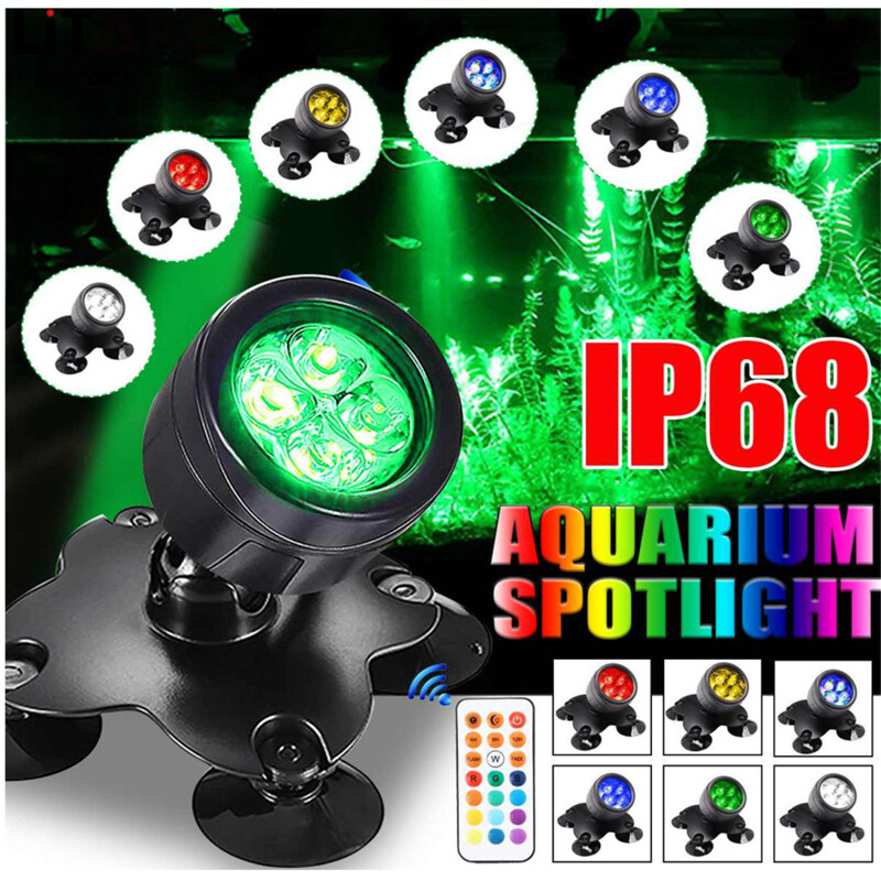 12v Colorful Spot Light 360 Degrees Rotatable Remote Control Fish Tank Aquarium Landscaping Light (us Plug) ราคา 1,311 บาท*ส่งฟรี