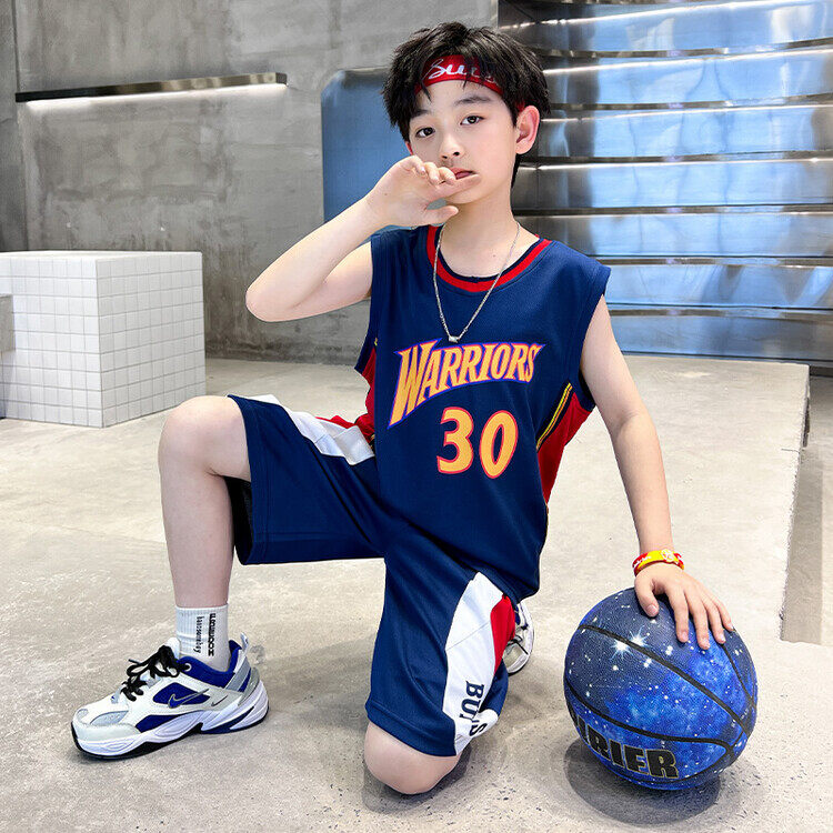 Bộ Áo Thi Đấu Bóng Rổ Bé Trai Bé Gái Golden State Warriors Curry No.30 Bộ 2 Chiếc Áo Ba Lỗ Cho Trẻ Em Mùa Hè Bộ Đồ Tập Bóng Rổ Mỏng Hợp Thời Trang Hàn Quốc