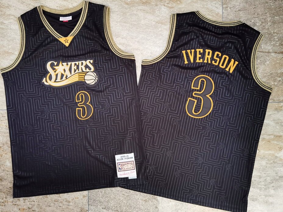 allen iverson black and gold jersey