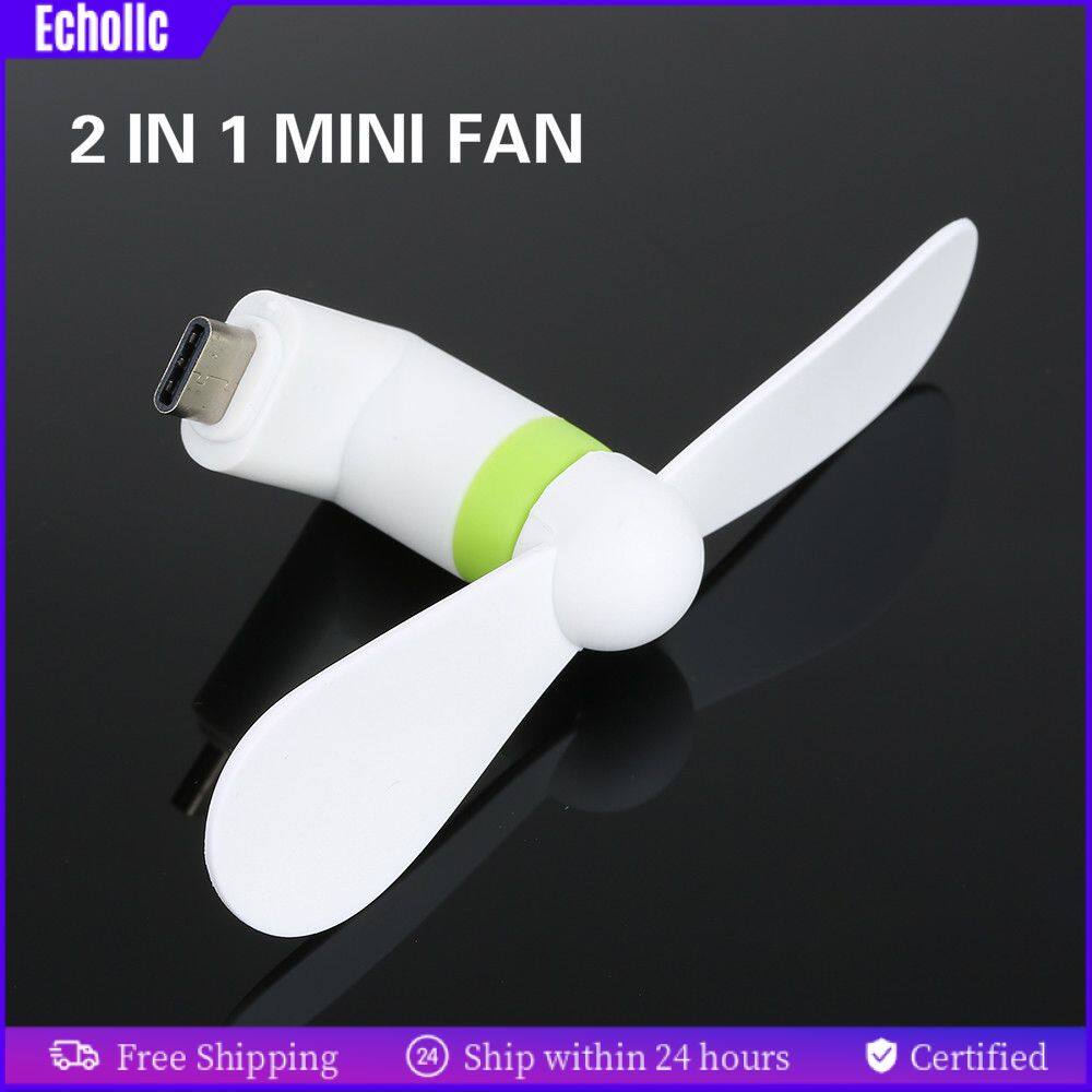 Echolic -- quạt điện thoại mini mềm 2 trong 1 di động, dành cho android type-c quạt usb mùa hè điện thoại di động làm mát quạt làm mát cầm tay