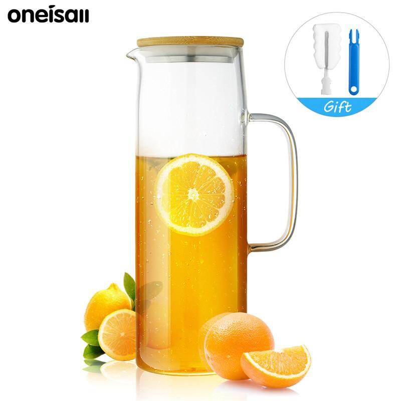 1300 ml Bình Nước Với Tre Tự Nhiên Nắp Ấm Trà Borosilicat Kính Siêu Tốc Đun Nước Chịu Nhiệt Bình Chứa Nước Nồi