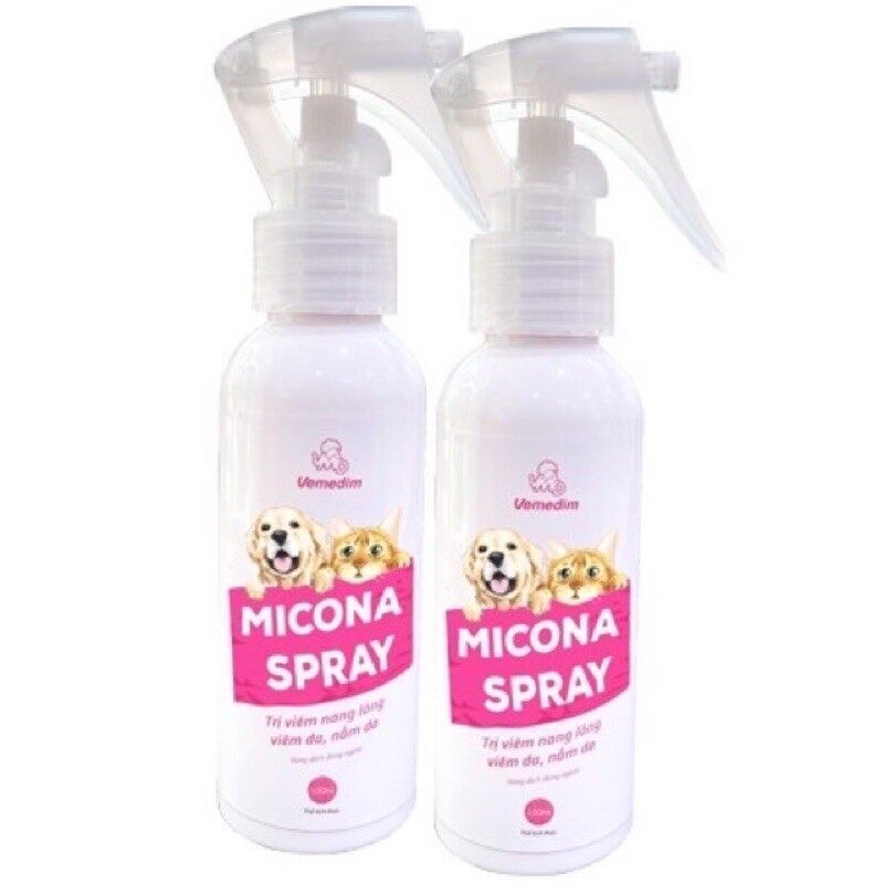 Xịt trị viêm, nấm da chó mèo micona spray 100ml