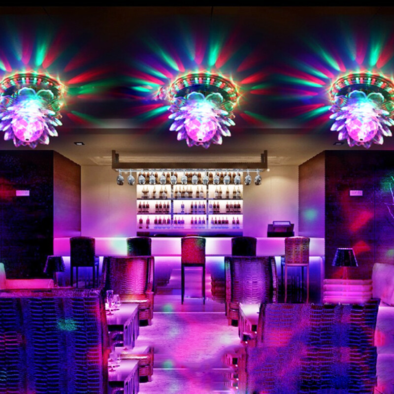 Đèn LED Hình Hoa Sen Nở Pha Lê Tự Động Xoay-INTL