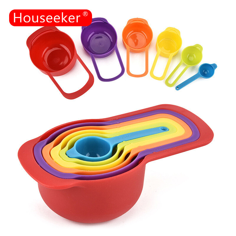 Houseeker 6 Cái Muỗng Đo Bằng Nhựa Dụng Cụ Nấu Ăn Cốc Đo Lường Cân Mini Để Nướng Trà Cà Phê Dụng Cụ Nhà Bếp
