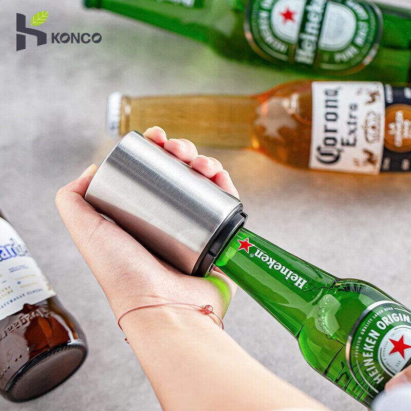 Konco mở tự động Dụng cụ mở nắp chai bia thép không gỉ đẩy xuống, bật tắt Soda dụng cụ mở bình phụ kiện quầy bar Báo Chí Đồ khui hộp