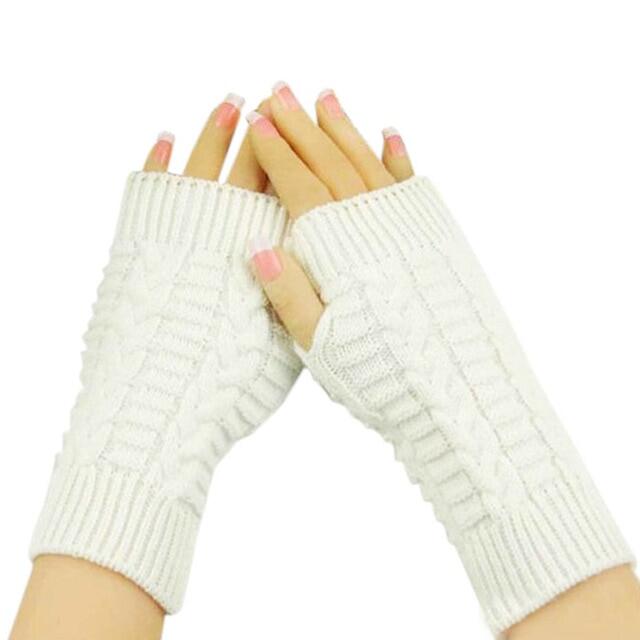 ถักโครเชต์ยาวถุงมือไม่มีนิ้ว Gants Femme แฟชั่นถุงมือสตรีแขนข้อมือฤดูหนาวฤดูใบไม้ร่วง