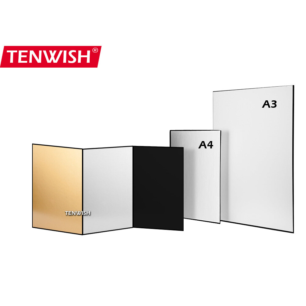 Tenwish 2 chiếc tấm phản xạ ánh sáng tấm phản xạ chụp ảnh 4 trong 1 tấm khuếch tán ánh sáng gấp gọn bằng bìa cứng cho sản phẩm thực phẩm chụp ảnh tĩnh vật