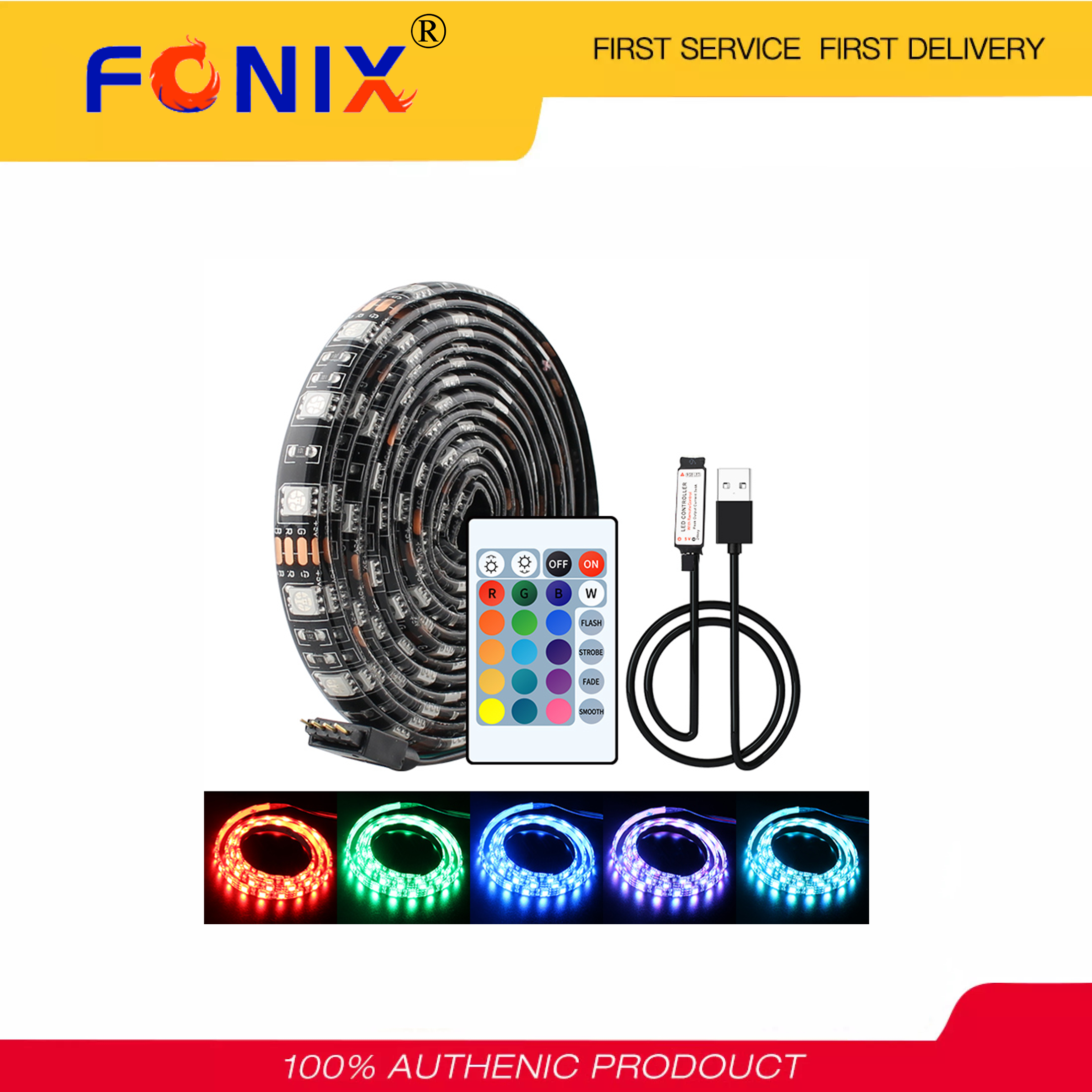 [Hàng Sẵn Có] FONIX 5V Dải Đèn LED 1M 2M 3M 5M RGB 5050 Không Thấm Nước Đèn LED Neon Băng Dải Linh Hoạt Led Dây Ruy Băng Ánh Sáng Đen Nhạc Bluetooth Dải