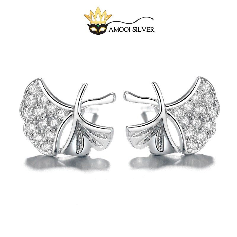 Bông tai bạc s925 hoa rẽ quạt - amooi silver ab106