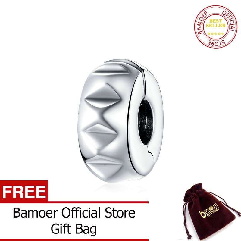 Bamoer hạt charm chặn hạt đinh tán xung quanh bằng bạc sterling 925 phù hợp với trang sức vòng tay thương hiệu scc1780