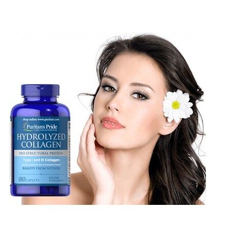 (Hạn T11/22 Hộp Mờ Hạn Xước Vỏ) Bill Mỹ - Puritans Pride Hydrolyzed Collagen Thủy Phân 180 Viên