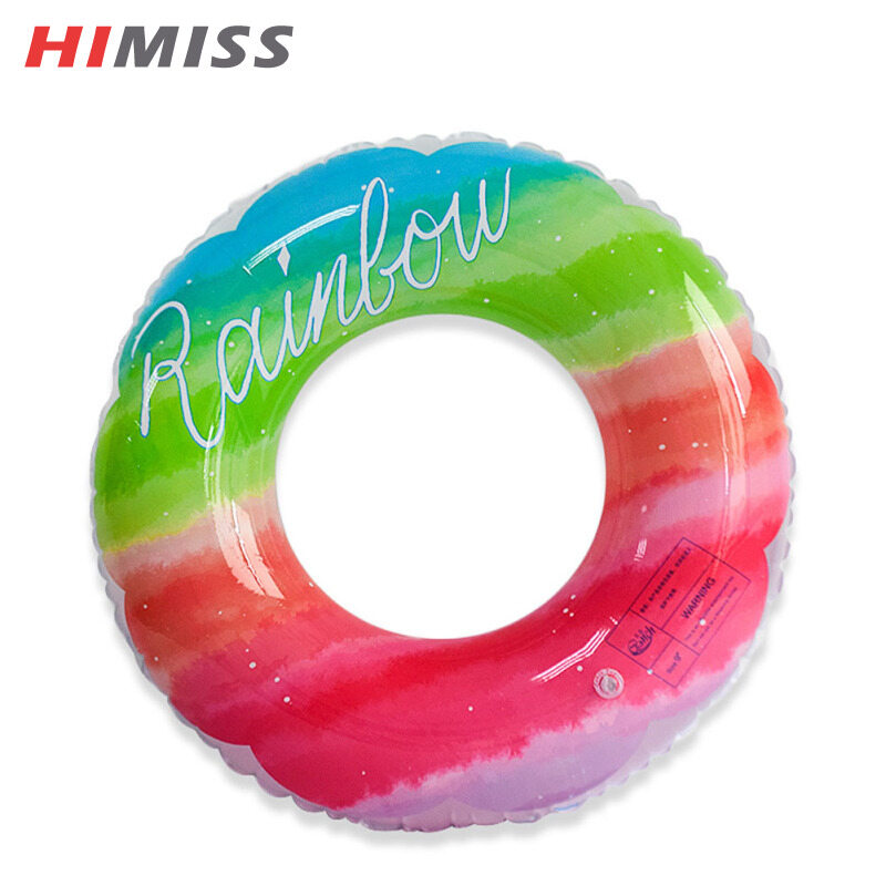 HIMISS RC Inflatable Pool Floats Rainbow Flower Swimming Rings Water Sports Thickened Pvc Swim Tube For Outdoor Beach Pool Lake ราคา 124 บาท*ส่งฟรี