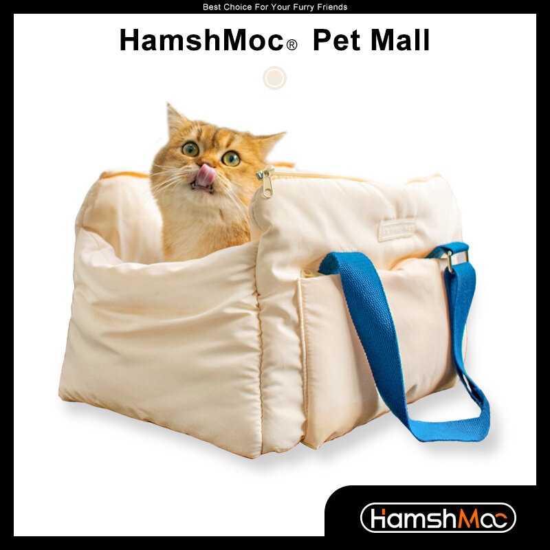 HamshMoc Portable Cat Carrier Pet Sling Shoulder Bag with Safety Belt Adjustable Shoulder Strap Storage Pocket for Travel Hiking Outdoor Use ราคา 759 บาท*ส่งฟรี
