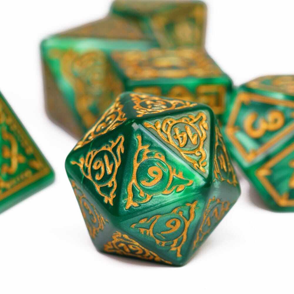 Poludie 7 cái/bộ Bộ xúc xắc mới druid màu xanh lá cây cẩm thạch D4 ~ D20 DND xúc xắc đa diện cho đóng vai con xúc xắc trò chơi với bàn cờ D & D 2023hot