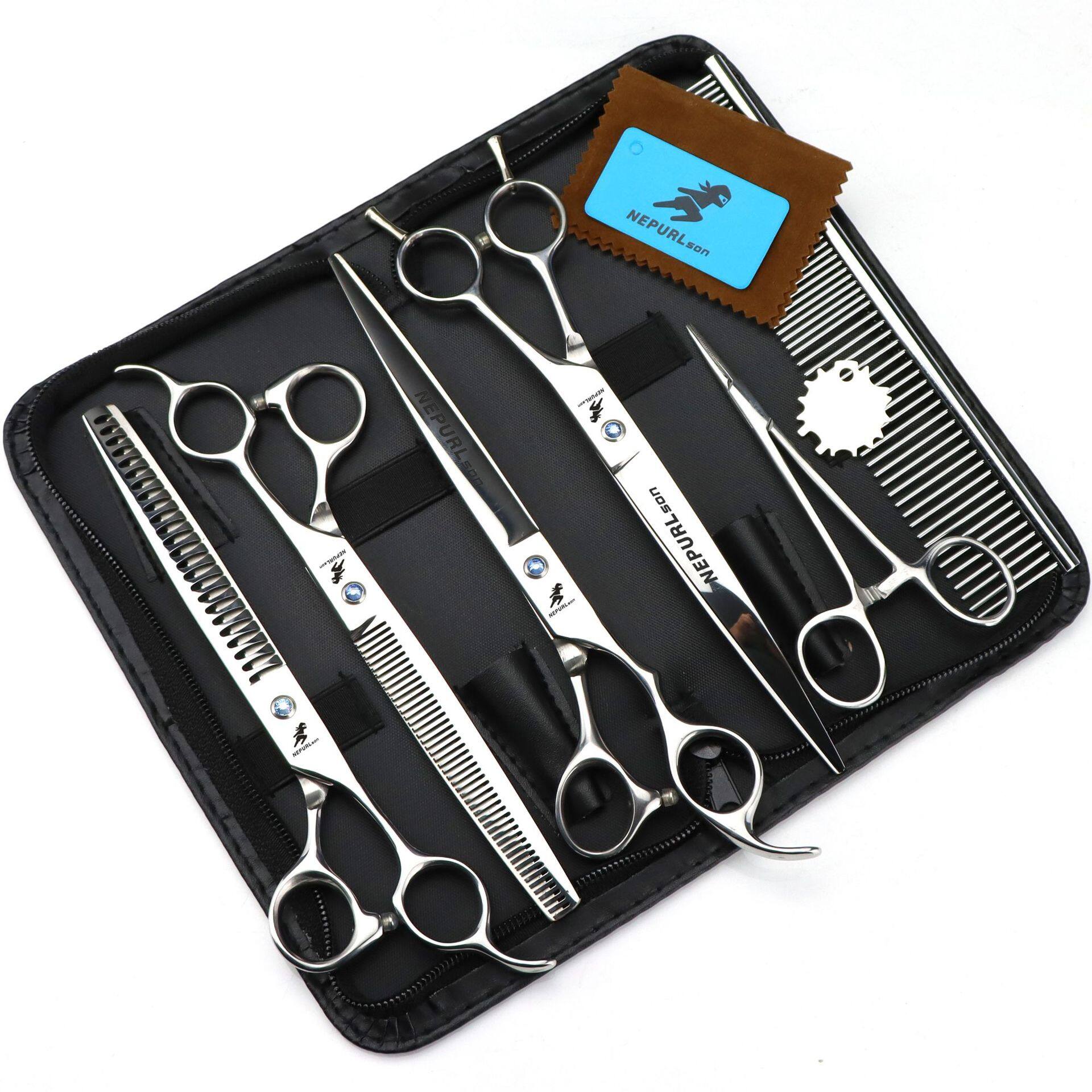 8.0 Inch Napson 4 Pack Pet Grooming Scissor Straight Cut Curved Scissor Set Delivery Comb ราคา 1,169 บาท*ส่งฟรี