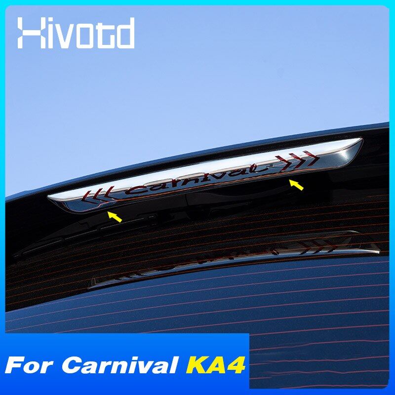 Hivotd For Kia Carnival KA4 2021 2022 Car Rear Brake Lights Cover Stainless Steel High Frame Stickers Exterior Decoration Accessories