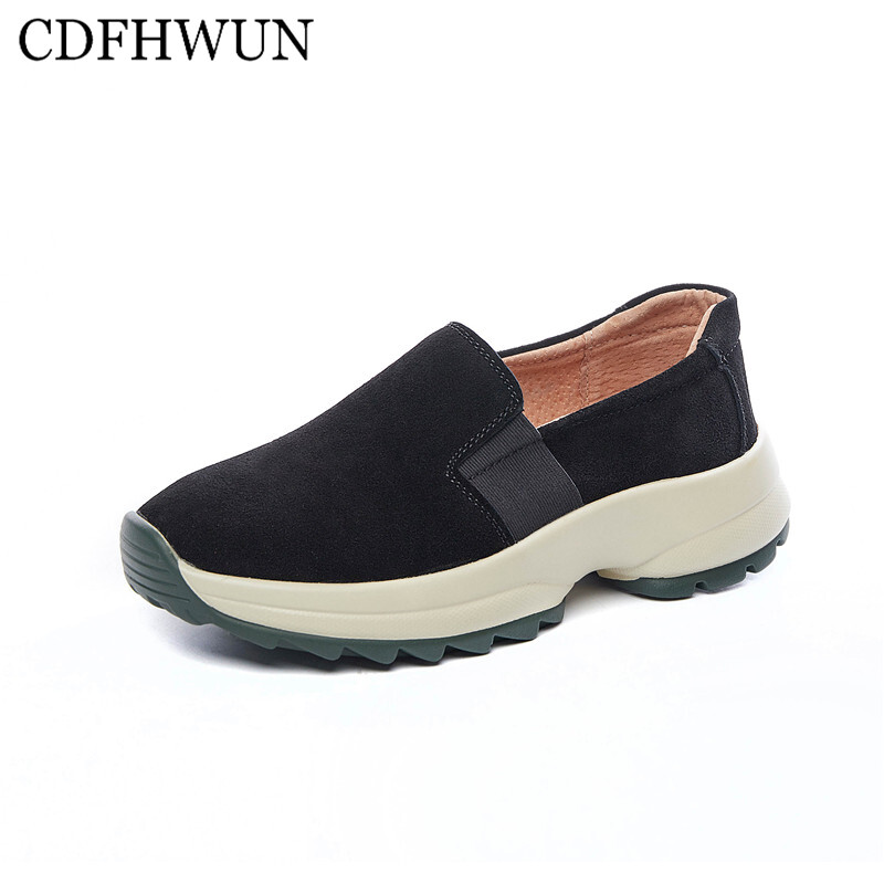 CDFHWUN Sneakers for Women Large Size 35-43 Female Shoes Leather Increased Lazy Overshoes Casual Shoes Loafers for Women ราคา 1,280 บาท*ส่งฟรี