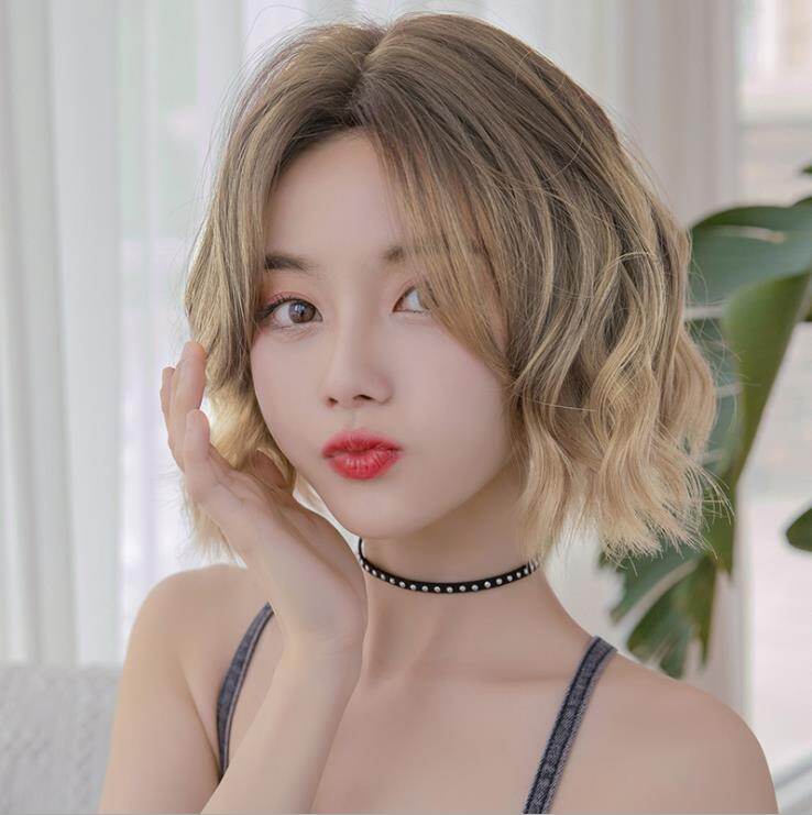 Tóc giả tse tóc giả giả giả giả tổng hợp tóc xoăn ngắn toàn bộ cho nữ, 35cm tóc ngắn mặt tròn dài trung bình tự nhiên thật d3095