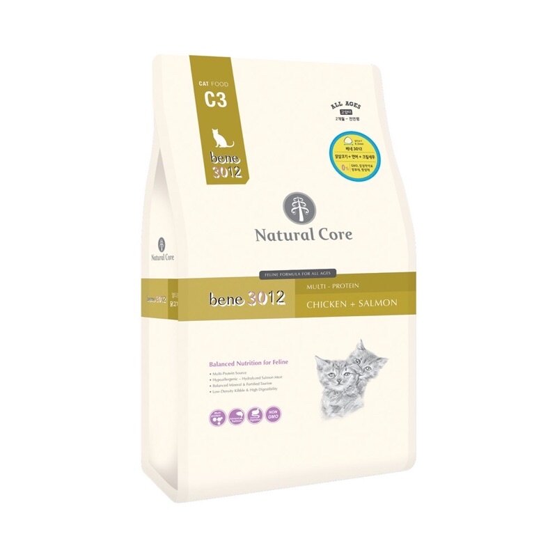 Thức ăn orgathức ăn natural core c3 bene 3012 cho mèo thịt gà & cá hồi