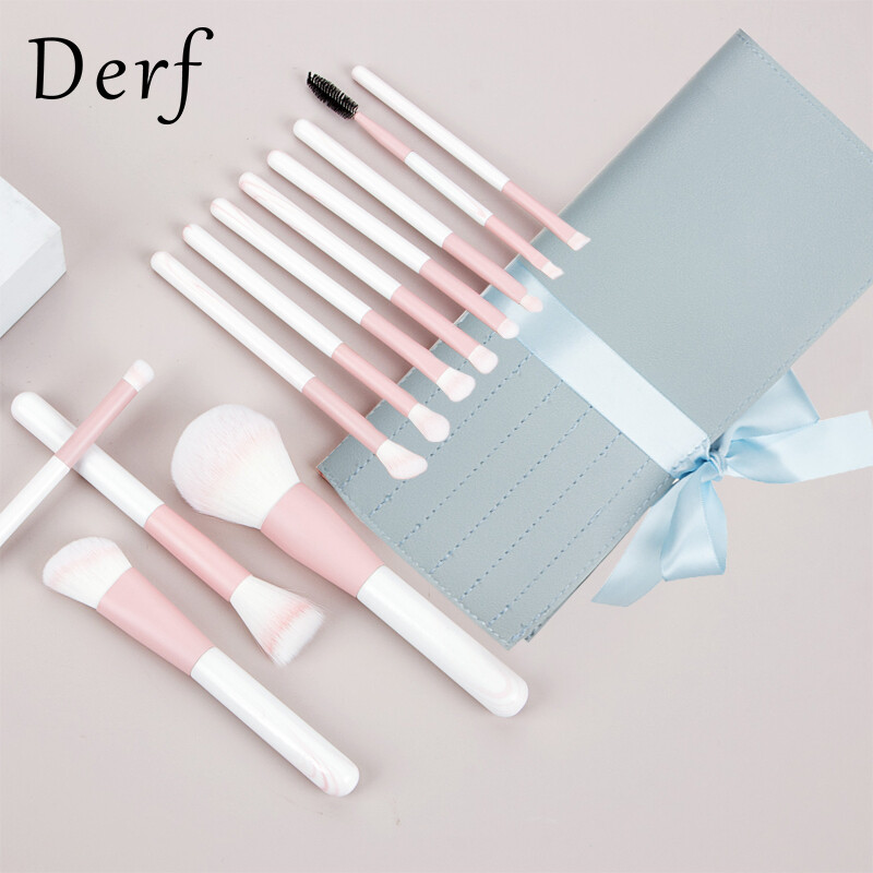 Derf bộ cọ trang điểm clear sky 12 cây cọ đánh phấn mềm lông lỏng cọ che khuyết điểm cọ đánh nền trọn bộ cọ dụng cụ làm đẹp