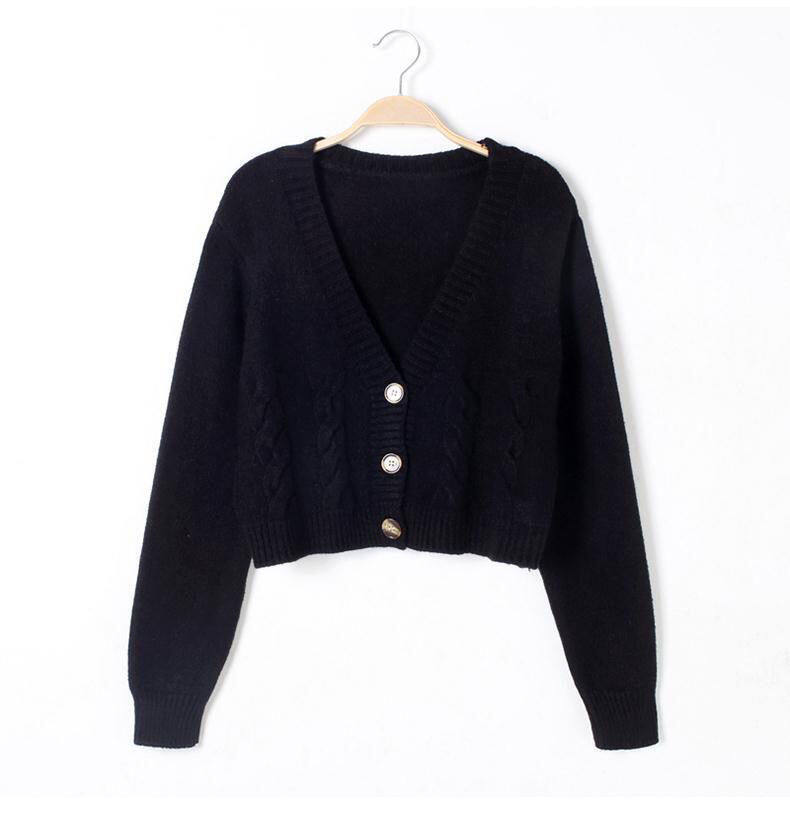 Autumn 2020 new twist hot girl style knit sweater jacket women's autumn and winter wear short loose sweater cardigan