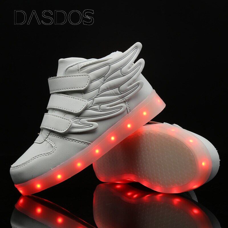 2023 New Style Luminous Sneakers Boy Girl Cartoon LED Light Up Shoes Glowing Trend Kids Shoes Children Wing Charge Casual Trainers Boots