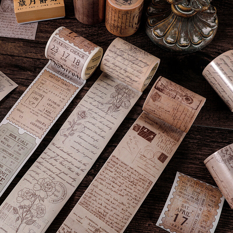 Châu Âu vntage băng dính Washi 5cm rộng băng dán Retro băng dính trang trí DIY ablum Nhật Ký scrapbooking nhãn dán văn phòng phẩm
