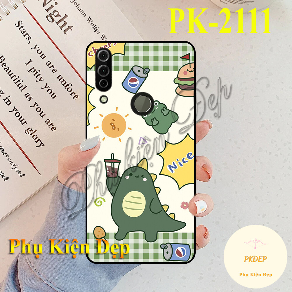 Ốp lưng Vsmart Joy 3 - Ốp dẻo đen in hình Khủng long xanh cute
