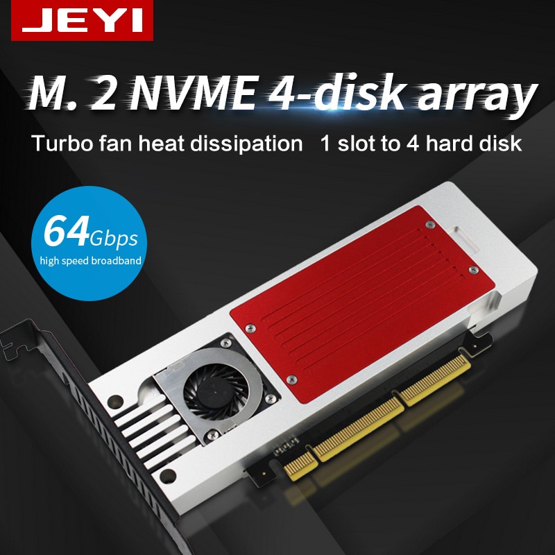 JEYI 4 NVMe PCIe M.2 SSDs Adapter PCI Express 4.0 x16 Card Supports 4 X M.2 SSD for Mac & PC - Support Non-Bifurcation MB - ยี่ห้อ JEYI ราคา 13,999 บาท*ส่งฟรี