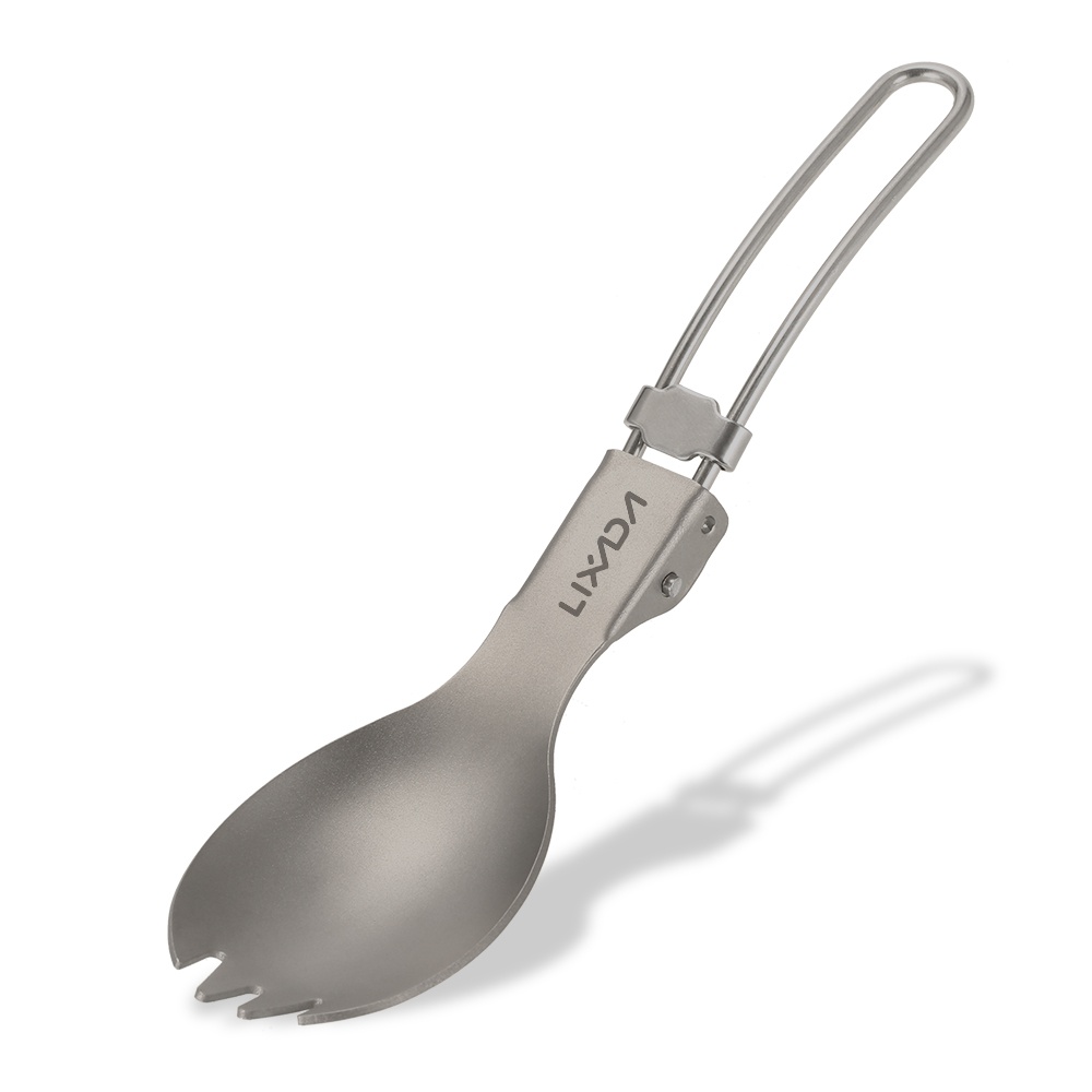 Lixada spork gấp bằng titan spork dĩa ăn tối ngoài trời nhẹ dụng cụ ăn tối du lịch cắm trại du lịch ba lô