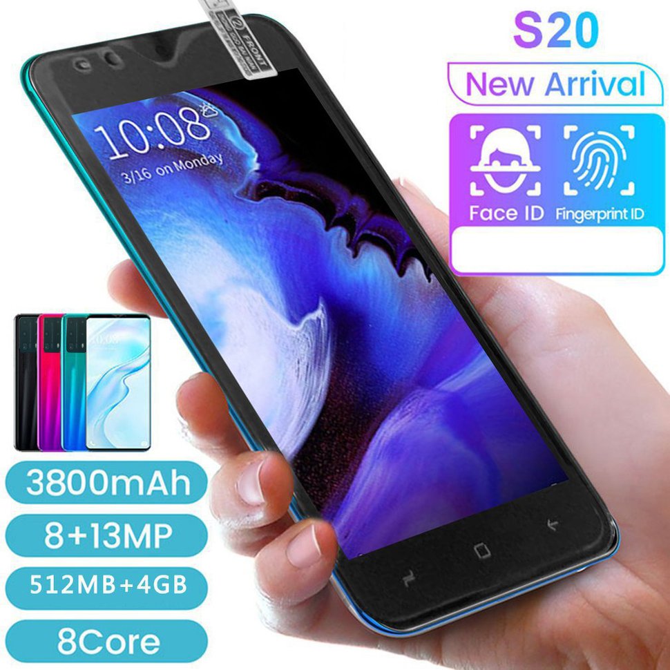For S20 Large Full Screen Smartphone , 512Mb+4Gb Flash Memory Smartphone Zero Sensitivity Recognition ราคา 942 บาท*ส่งฟรี