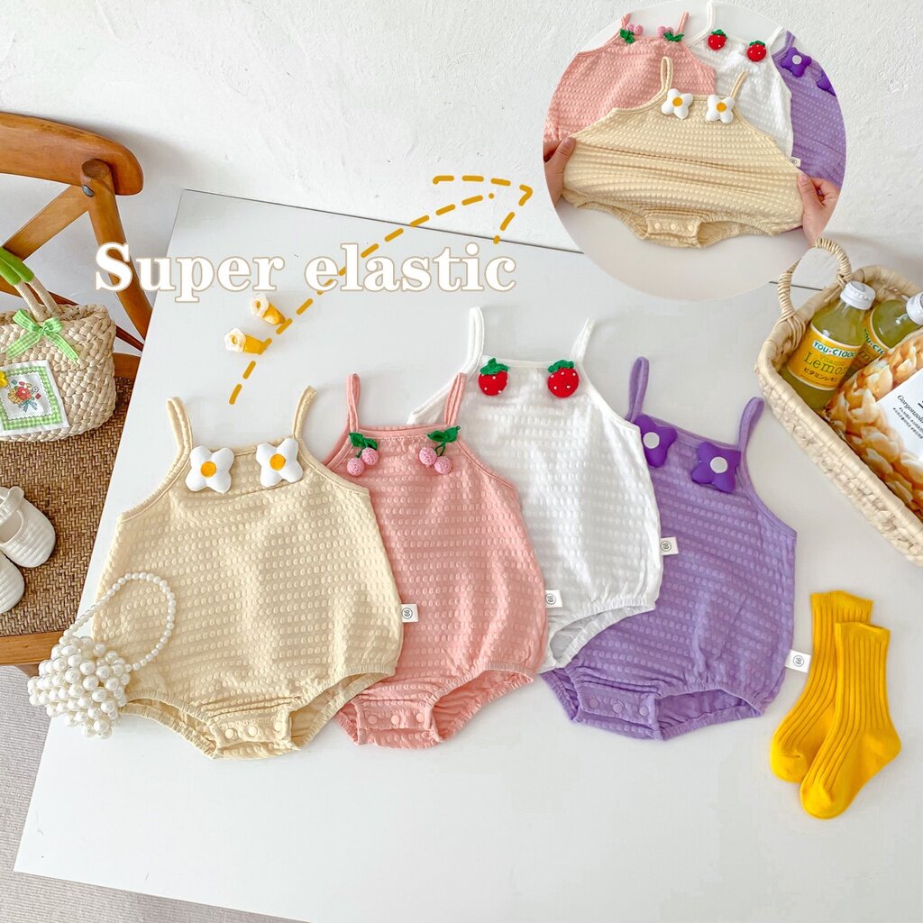 Mùa hè bé gái Jumpsuit hoa sọc Sling Romper Bộ áo liền quần ôm sát cho trẻ sơ sinh đáng yêu bé gái quần áo nữ 0-24 tháng