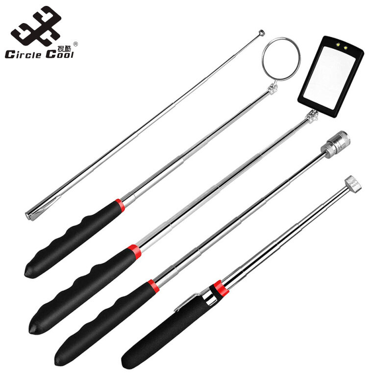 Vòng tròn mát 5 cái từ Pick-up công cụ 360 độ xoay telescoping đèn linh hoạt hút Rod Pickup thiết lập từ lấy công cụ【cod】