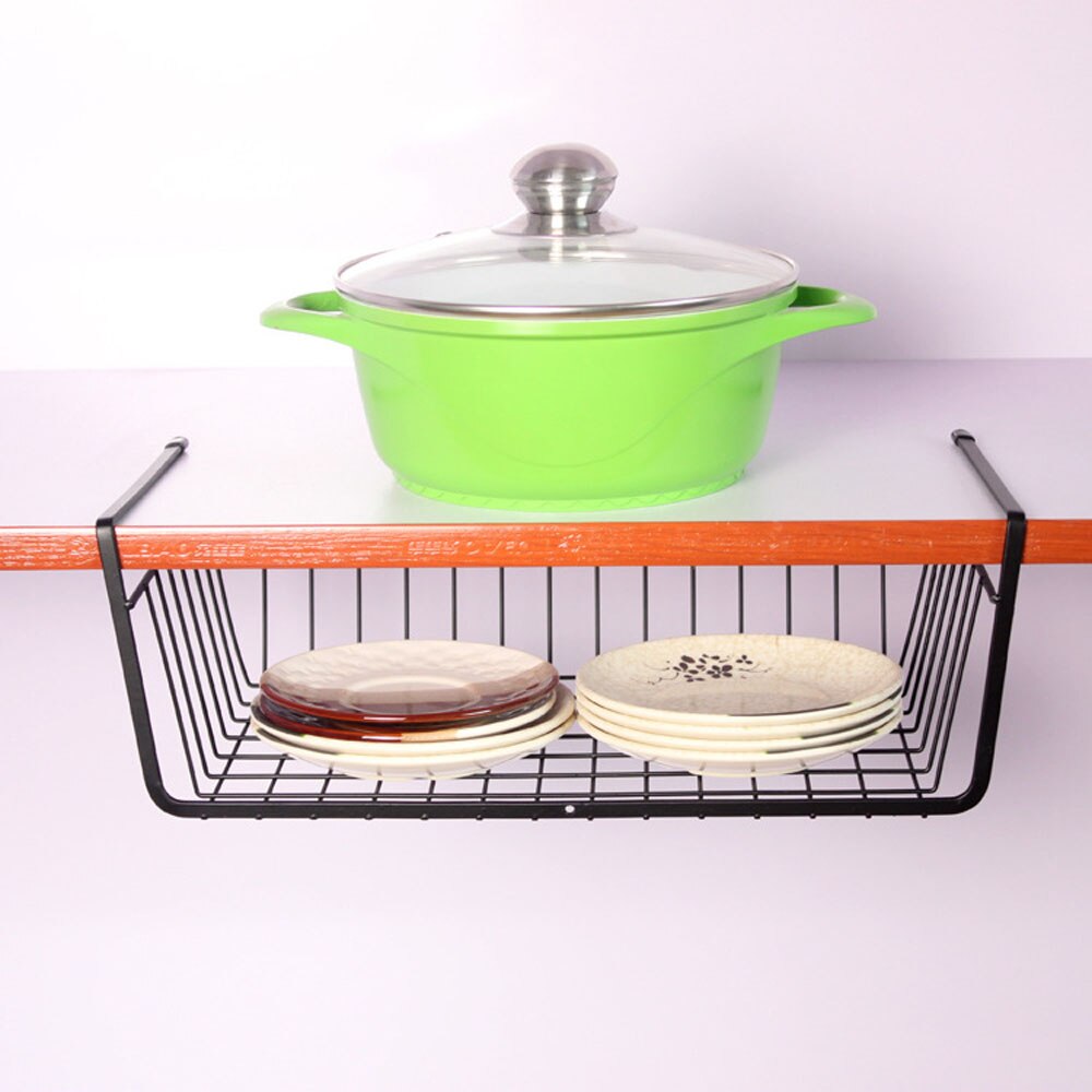 2 Giỏ Sắp Xếp Dây Sắt Nhà Bếp Giỏ Đựng Đồ Giá Treo Tủ Sách Tủ Sách Giá Treo Tủ Quần Áo Giỏ Đựng Dưới Tủ Dây